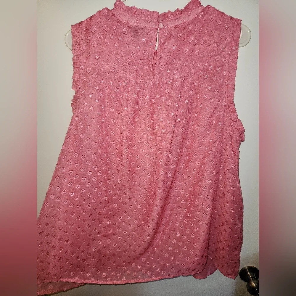 Torrid Pink Hearts Layered Sleeveless Blouse